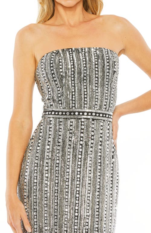 Mac Duggal Embellished Strapless Column Dress In Black