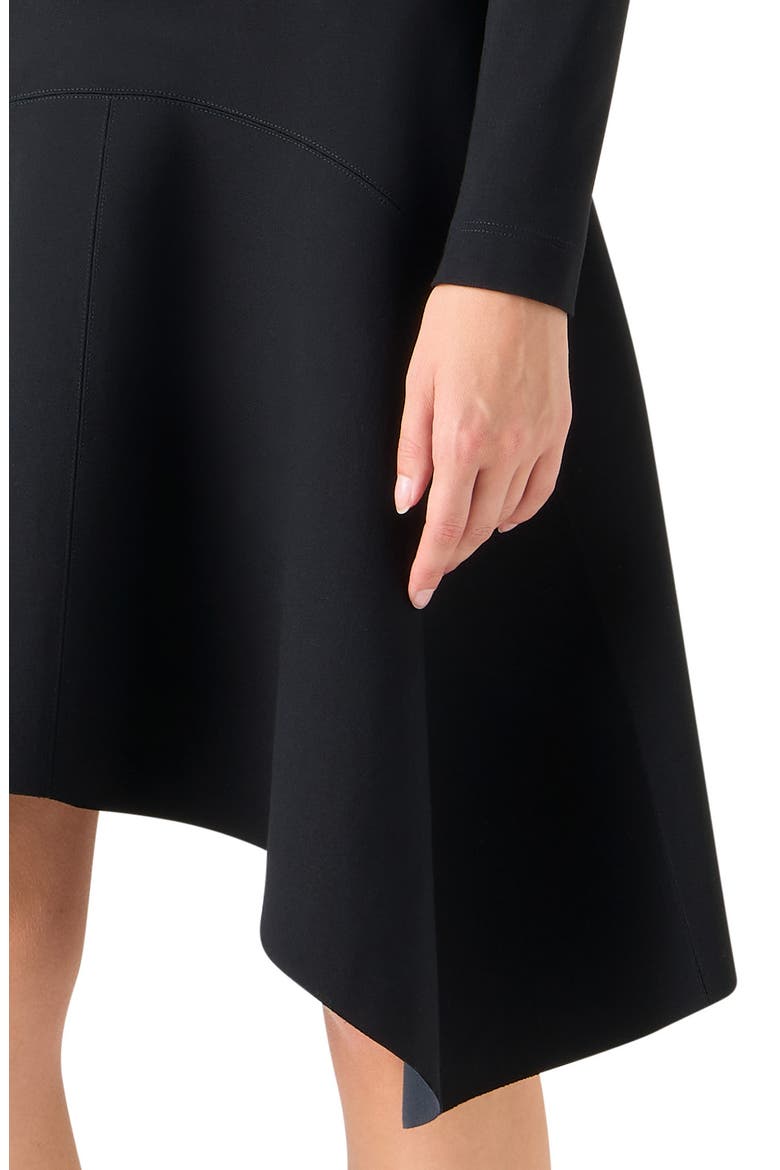 Long Sleeve Asymmetric Midi Dress, Alternate, color, BLACK