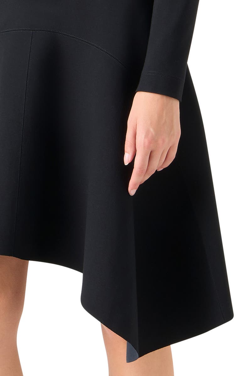 Akris punto Long Sleeve Asymmetric Midi Dress, Alternate, color, Black