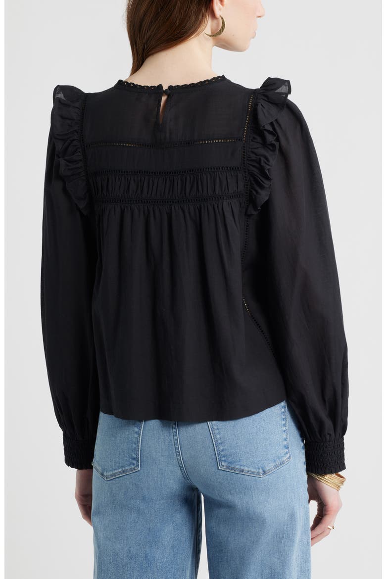 Ladder Cutout Cotton Top, Alternate, color, BLACK