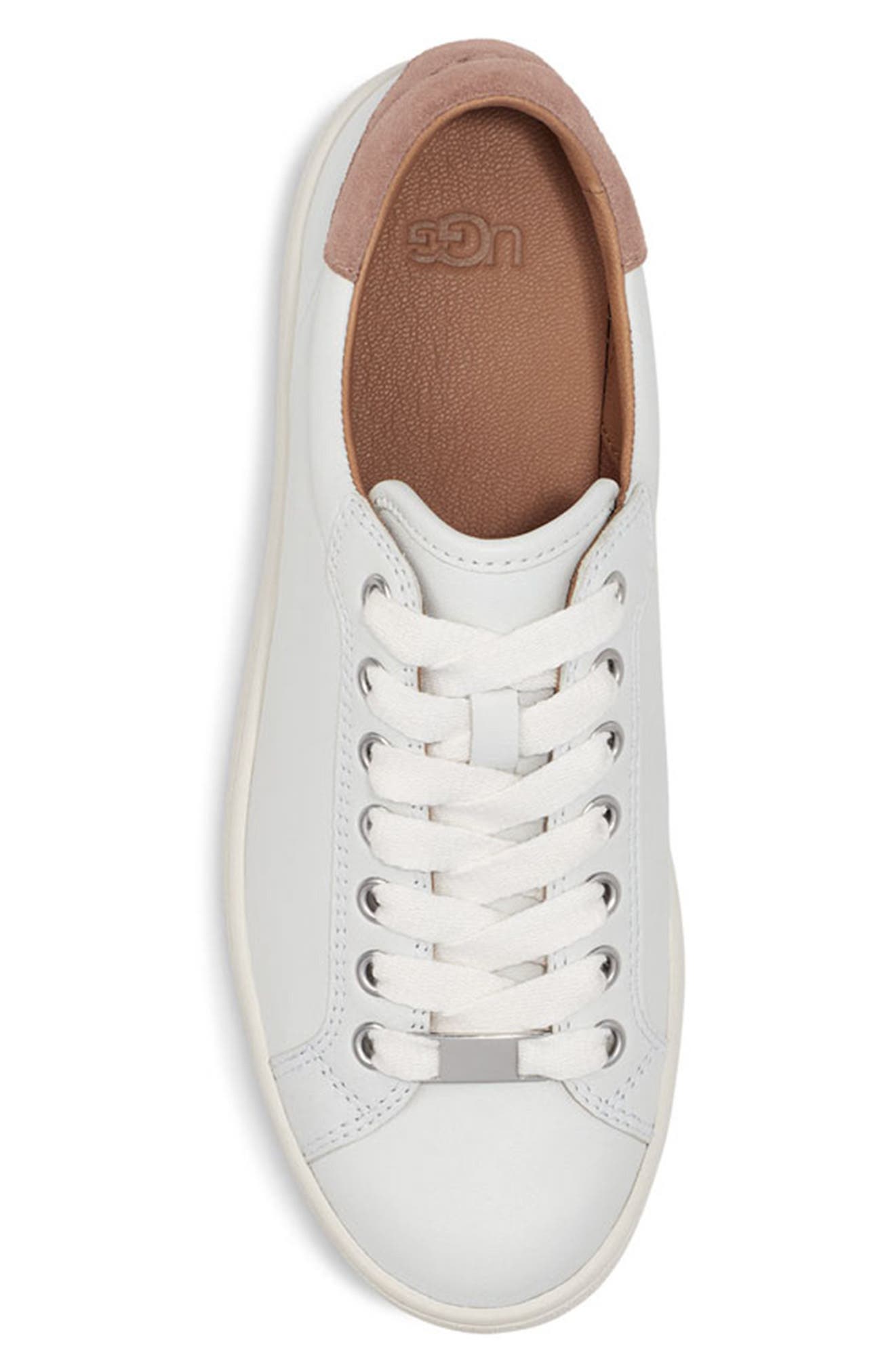 UGG Milo Leather Sneaker, Alternate, color, WHITE