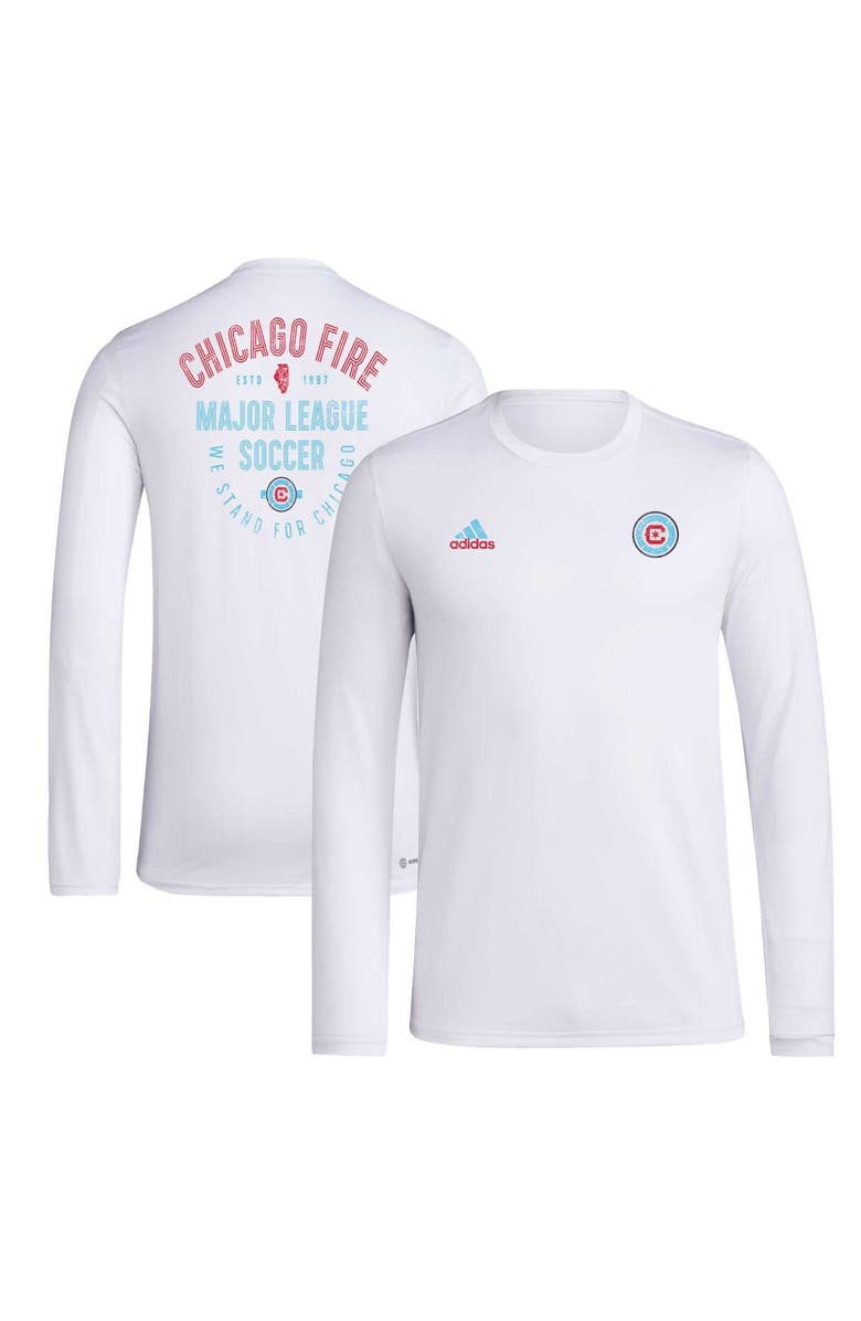 adidas Men's adidas White Chicago Fire Local Stoic AEROREADY Long Sleeve T-Shirt, Main, color, 