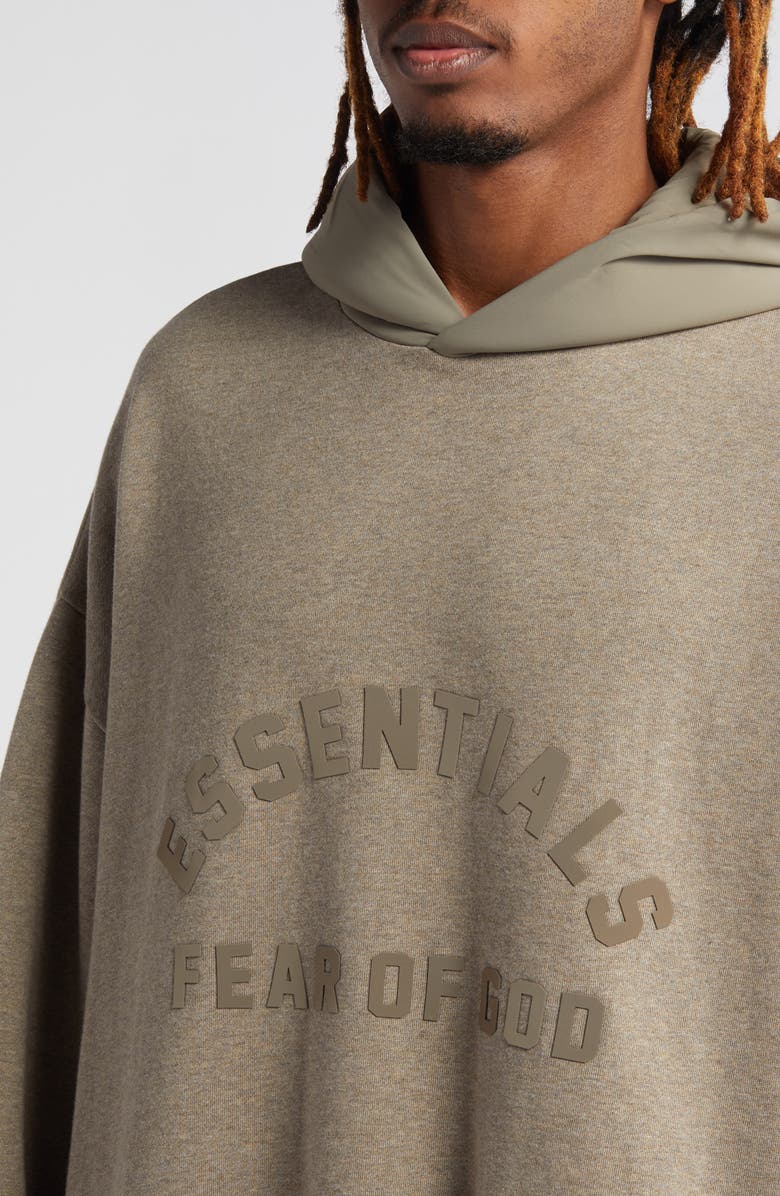 Fear of God Essentials Logo Oversize Fleece & Nylon Hoodie, Alternate, color, 