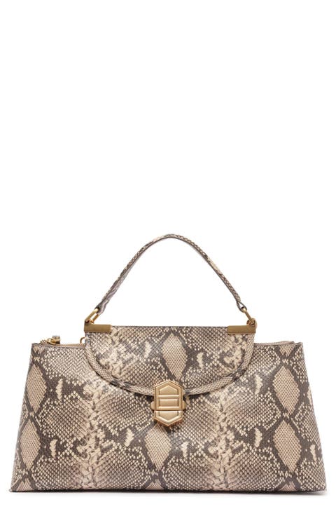 Everly Medium Snake Embossed Leather Satchel