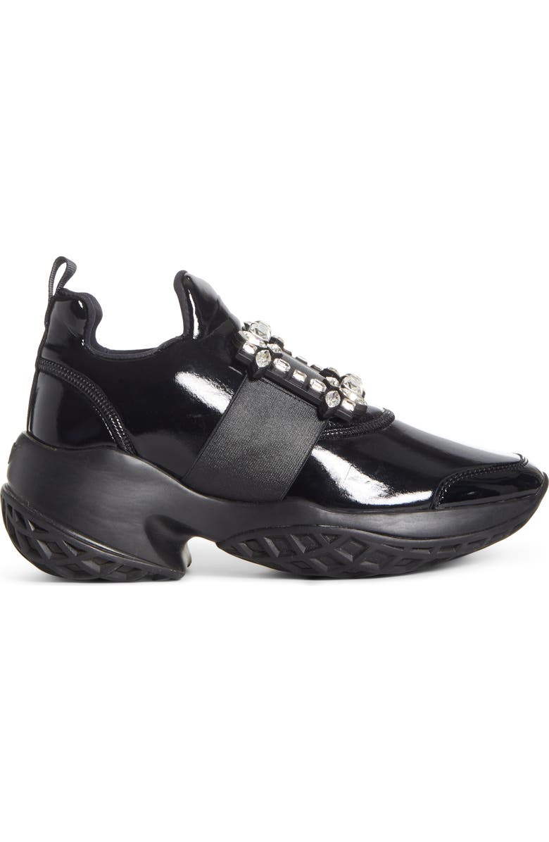 Roger Vivier Viv Crystal Buckle Slip-On Sneaker, Alternate, color,