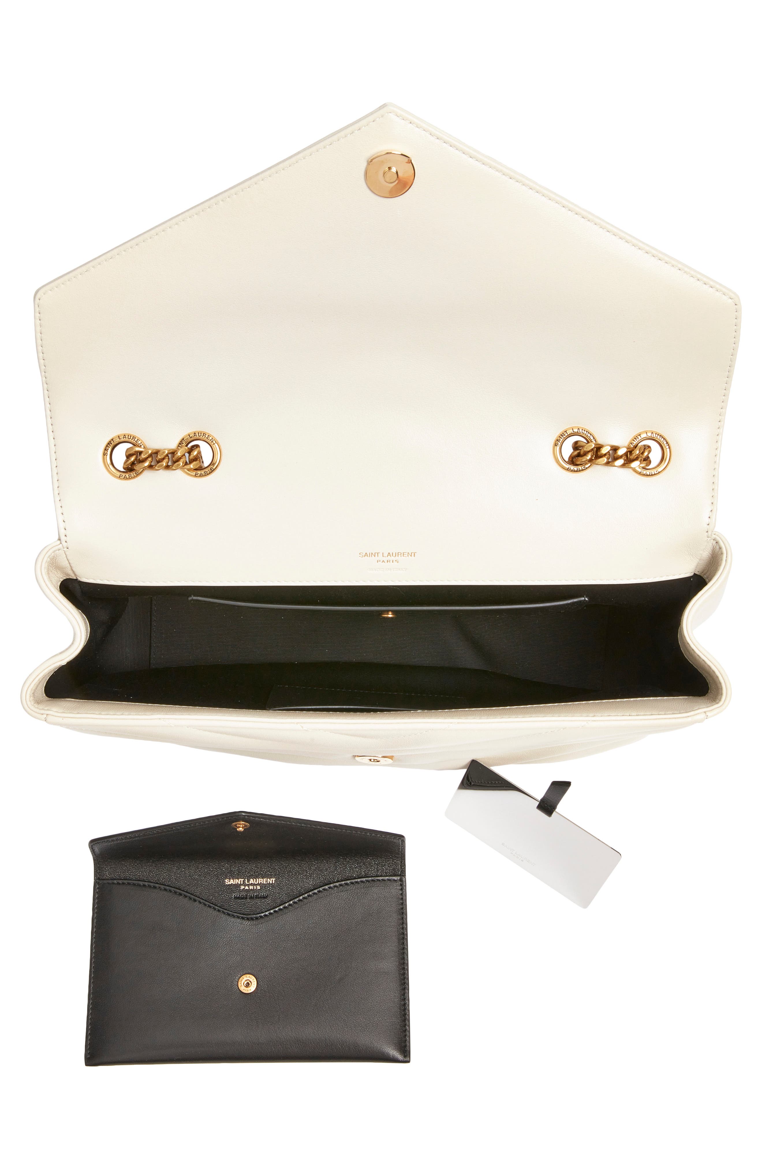 Saint Laurent Medium Loulou Quilted Leather Shoulder Bag, Alternate, color, Blanc Vintage