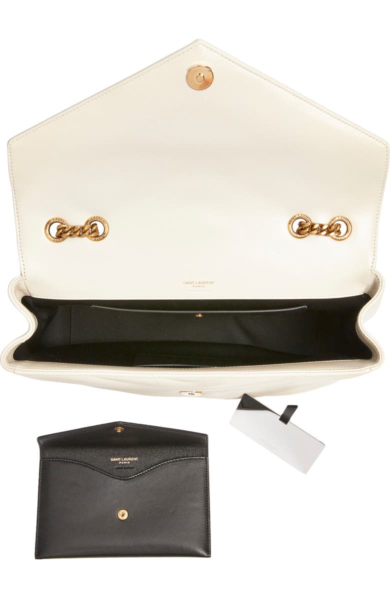 Saint Laurent Medium Loulou Quilted Leather Shoulder Bag, Alternate, color, Blanc Vintage