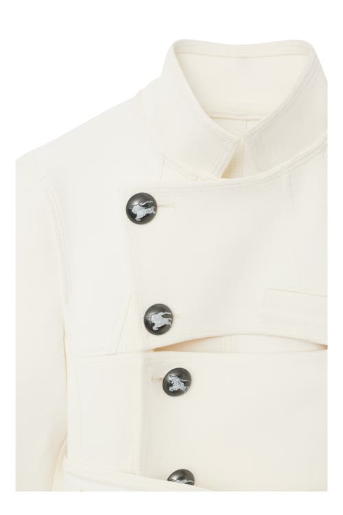 Burberry Stretch Cotton Blend Tailored Jacket In Off White