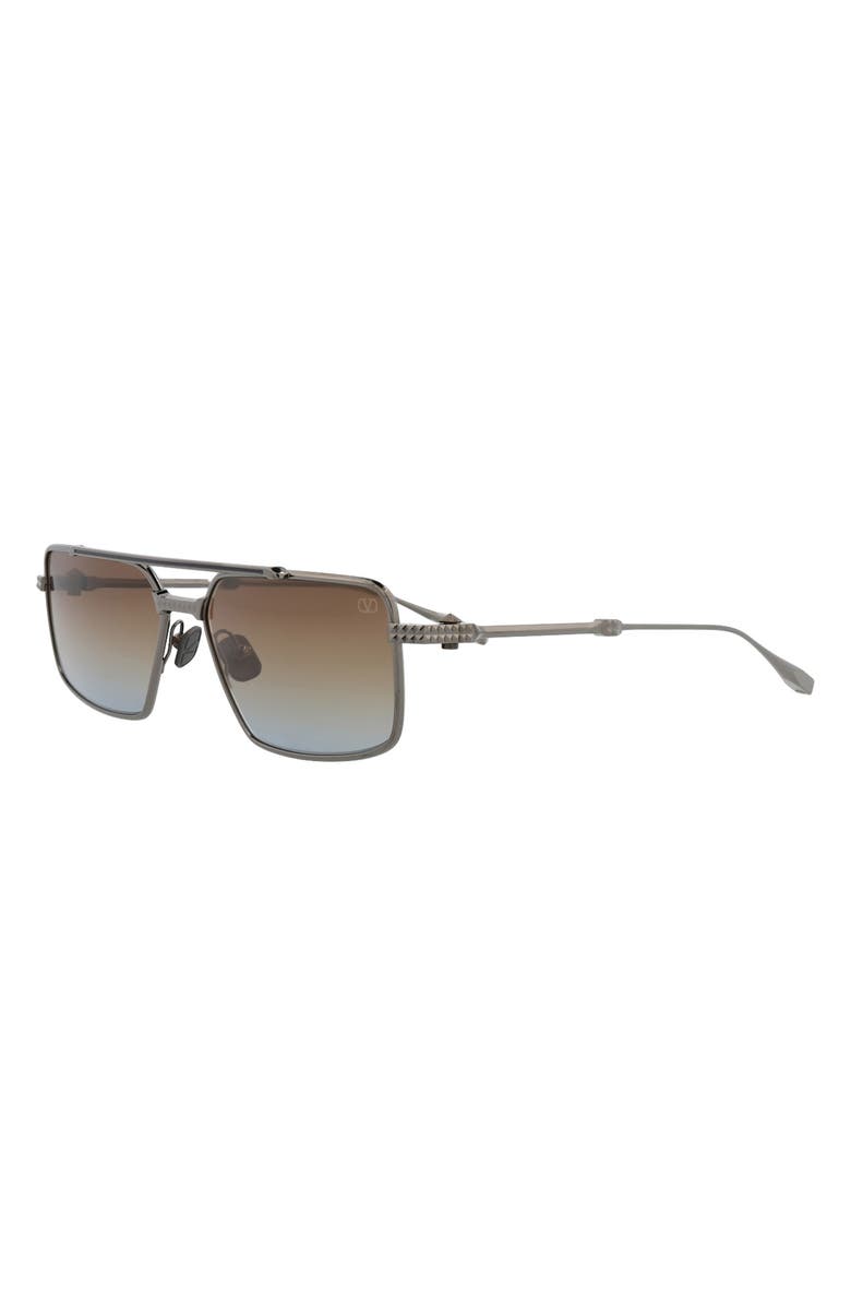 Valentino 58mm Aviator Sunglasses, Alternate, color, Rhodium Rhodium Brown