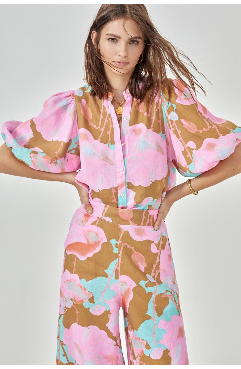 LANHTROPY Bubble Linen Shirt, Main, color, Aquarela