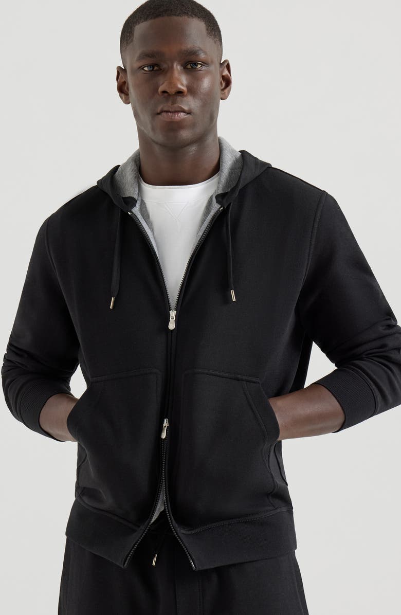 Brunello Cucinelli Double cloth sweatshirt, Alternate, color, Black