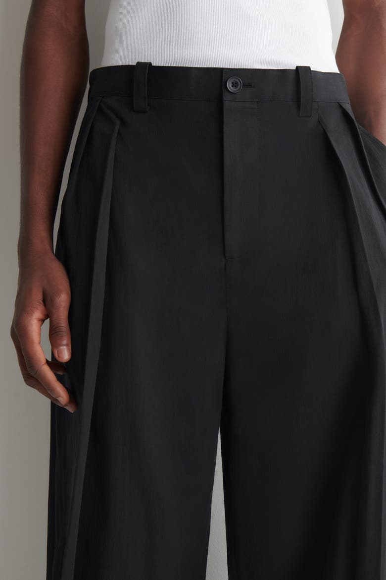 Cotton Relaxed Wide-leg Drawstring Pants, Alternate, color, BLACK