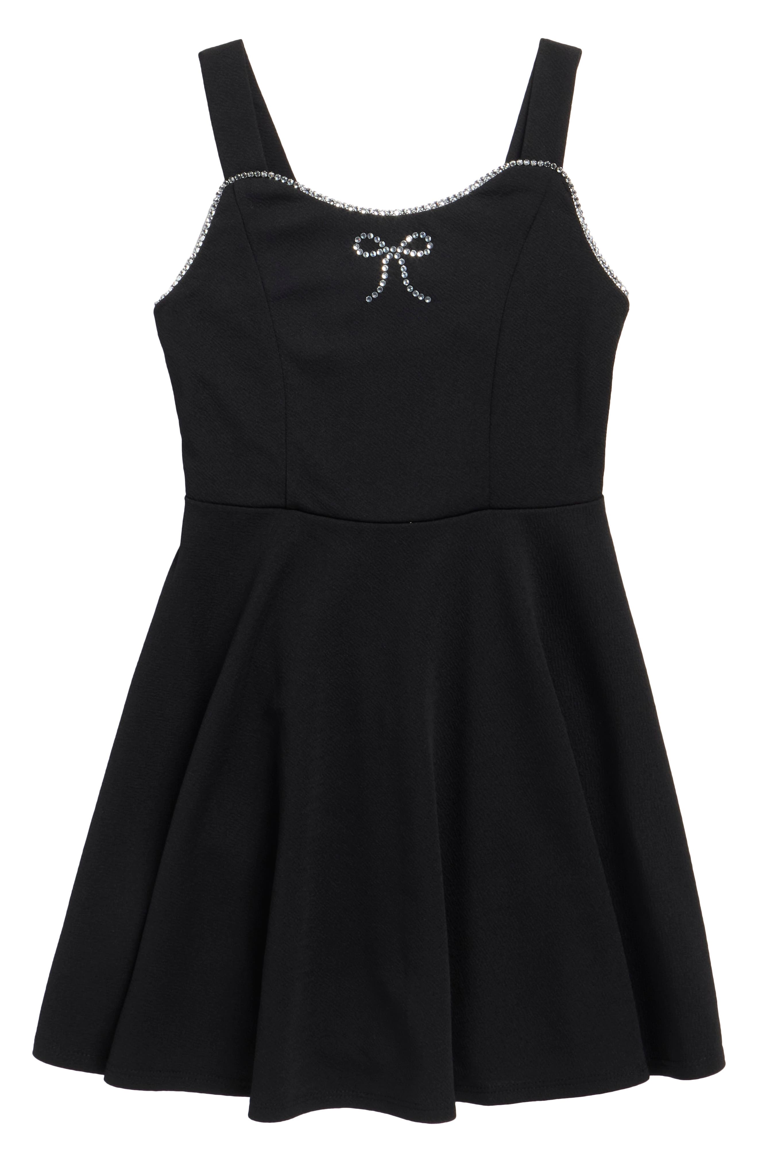 Kids' Rhinestone Bow Skater Dress