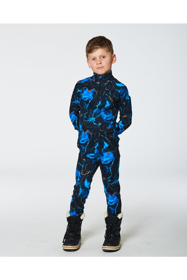 Boy's Two Piece Thermal Underwear Set Black Printed Storm, Alternate, color, Printed Storm