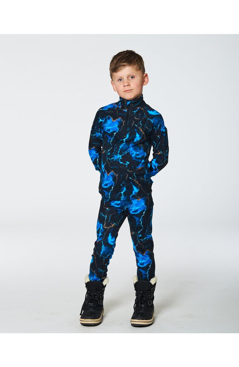 Deux par Deux Boy's Two Piece Thermal Underwear Set Black Printed Storm, Alternate, color,