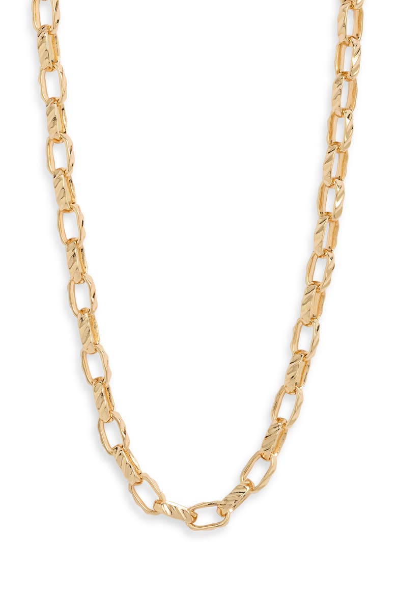 Fluted Curb Chain Necklace, Main, color, GOLD