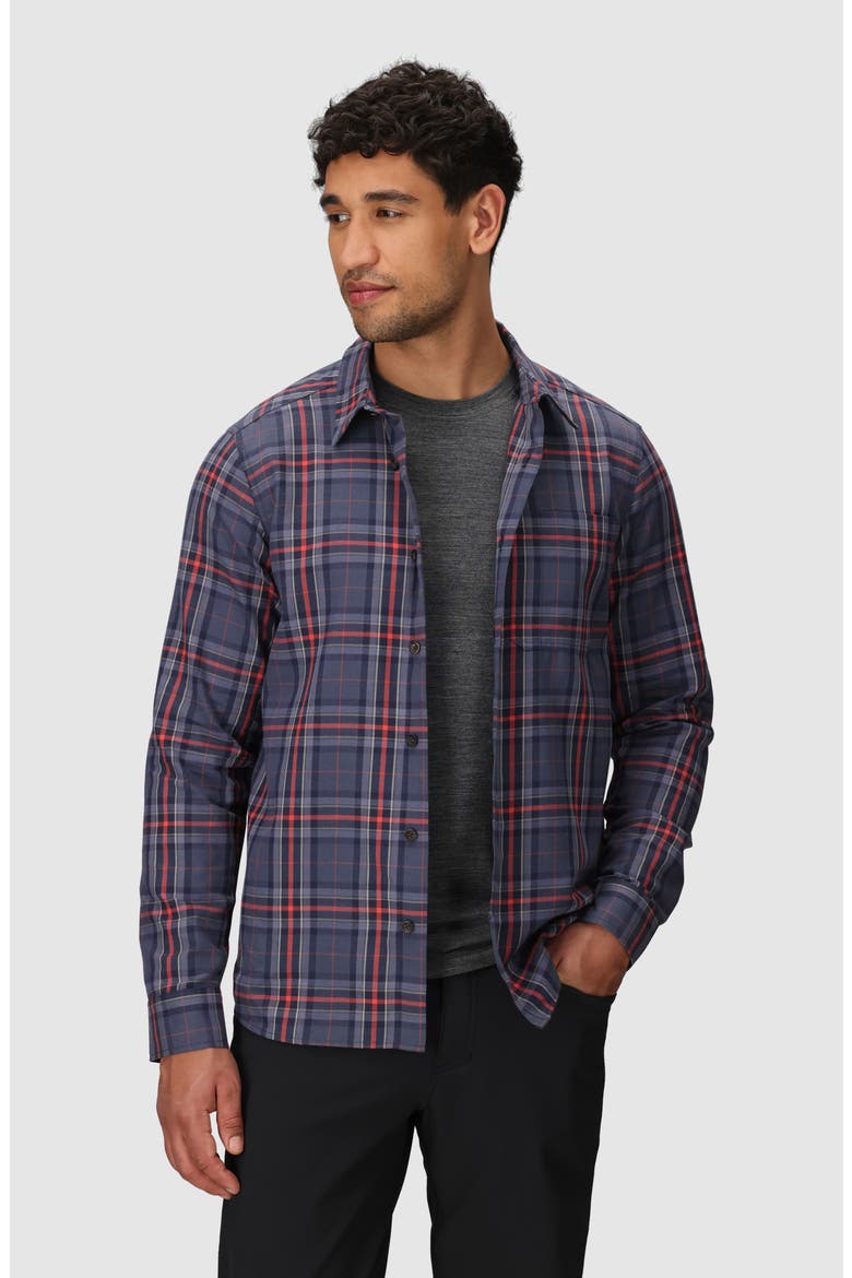 Ravenna Performance Flannel Button-Up Shirt, Alternate, color, LINGONBERRY PLAID