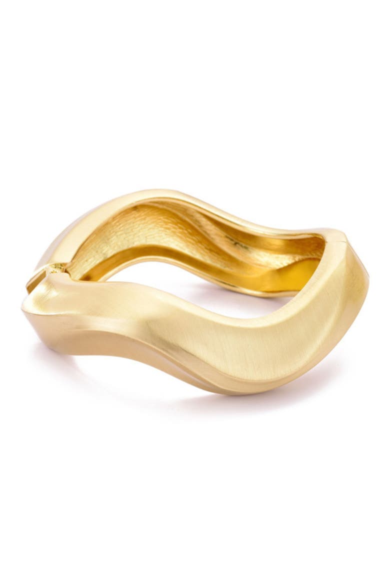 Wavy Hinged Bangle Bracelet, Main, color, GOLD