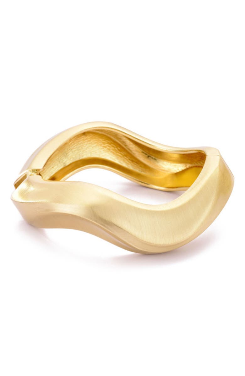 Adornia Wavy Hinged Bangle Bracelet, Main, color, Gold