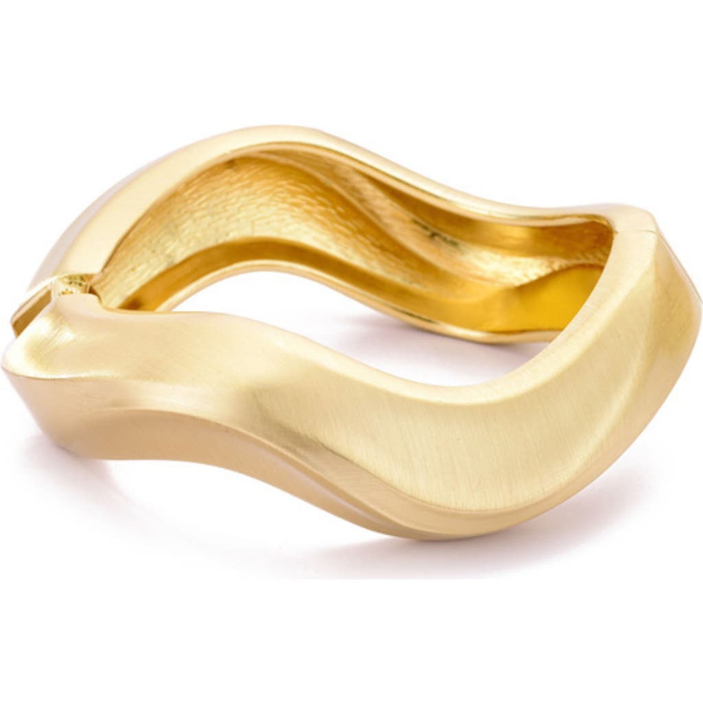 Adornia Gold Plated Wavy Chunky Bangle In Gold