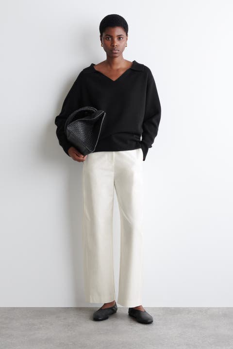 Pima Cotton Barrel-Leg Pants