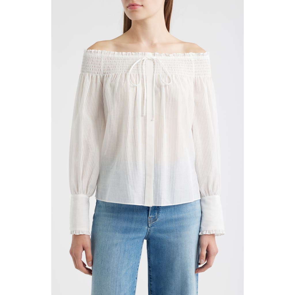 Kobi Halperin Robin Stripe Cotton & Silk Off The Shoulder Top