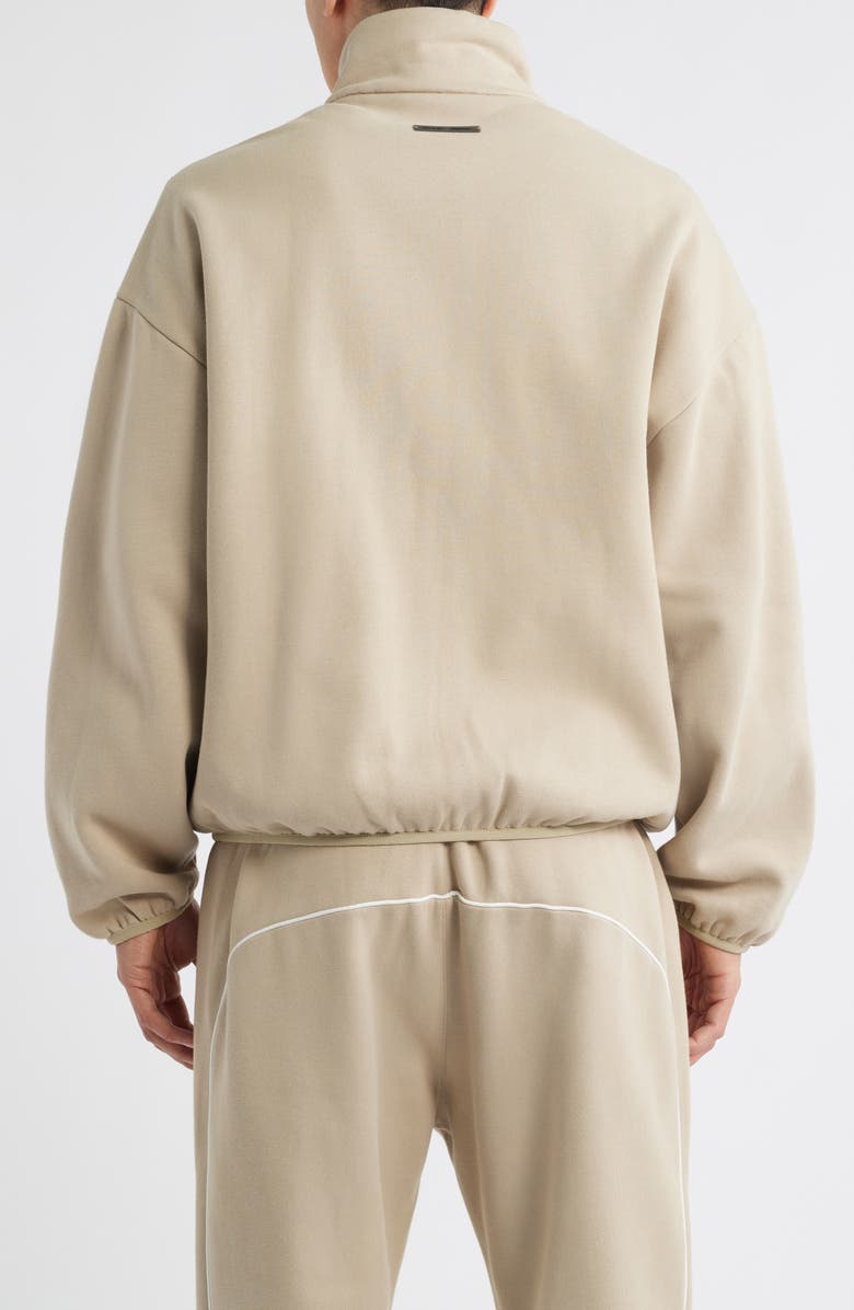 Fear of God Essentials Modern Fit Fleece Track Jacket, Alternate, color, Timber/ Cloud White
