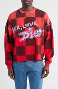 DIET STARTS MONDAY Sex, Love & Diet Checkerboard Crop Crewneck Sweatshirt