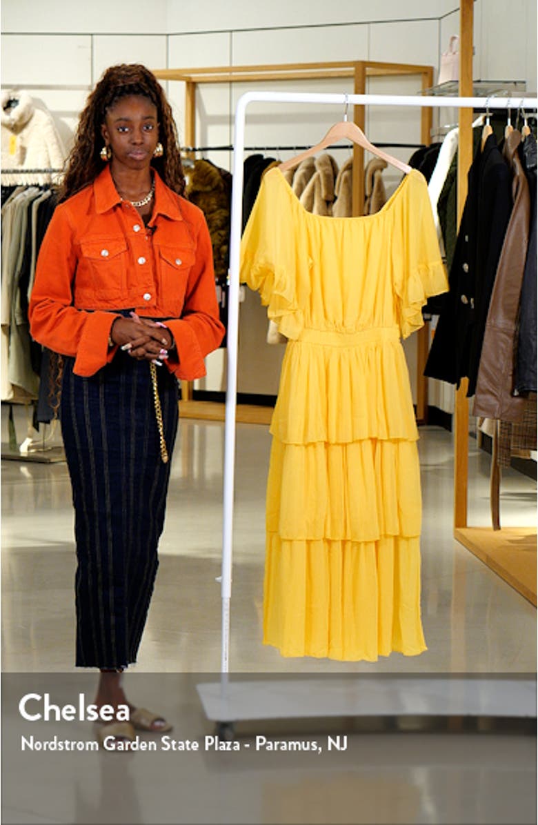 Off the Shoulder Tiered Chiffon Dress, sales video thumbnail