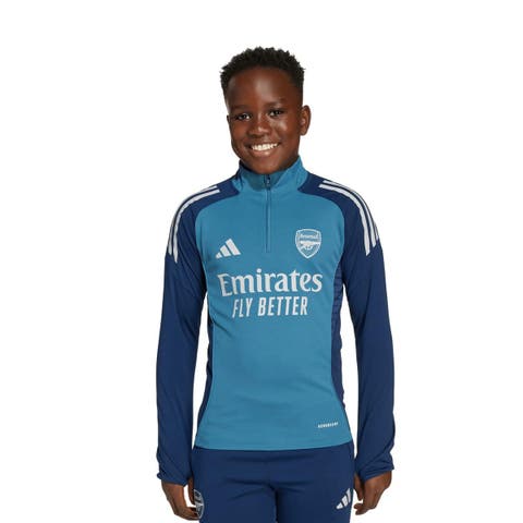 Youth adidas Light Blue Arsenal 2025/26 Training AEROREADY Quarter-Zip Top