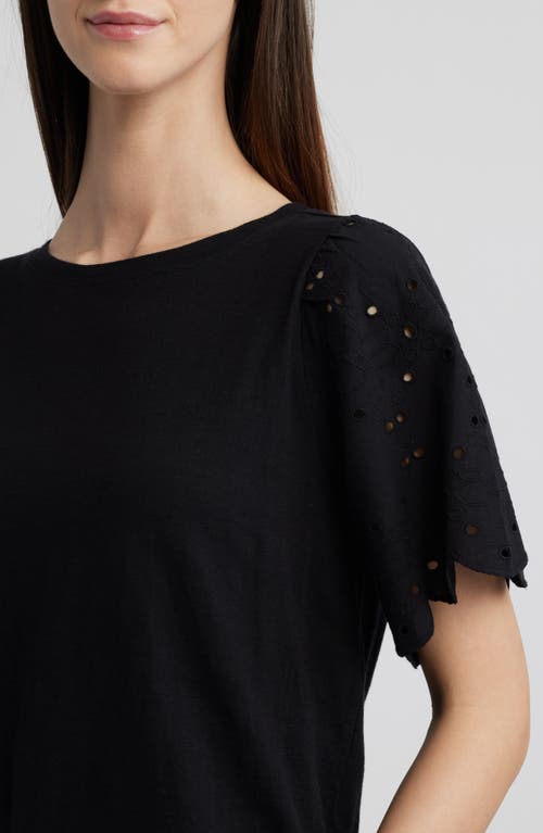 BEACHLUNCHLOUNGE BEACHLUNCHLOUNGE PERCY EYELET SLEEVE MIXED MEDIA TOP 