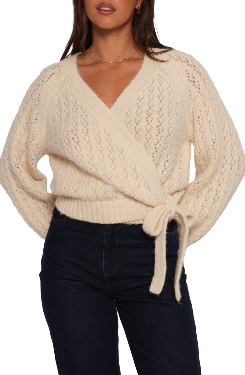 Petal & Pup Etta Wrap Cardigan, Main, color, Cream