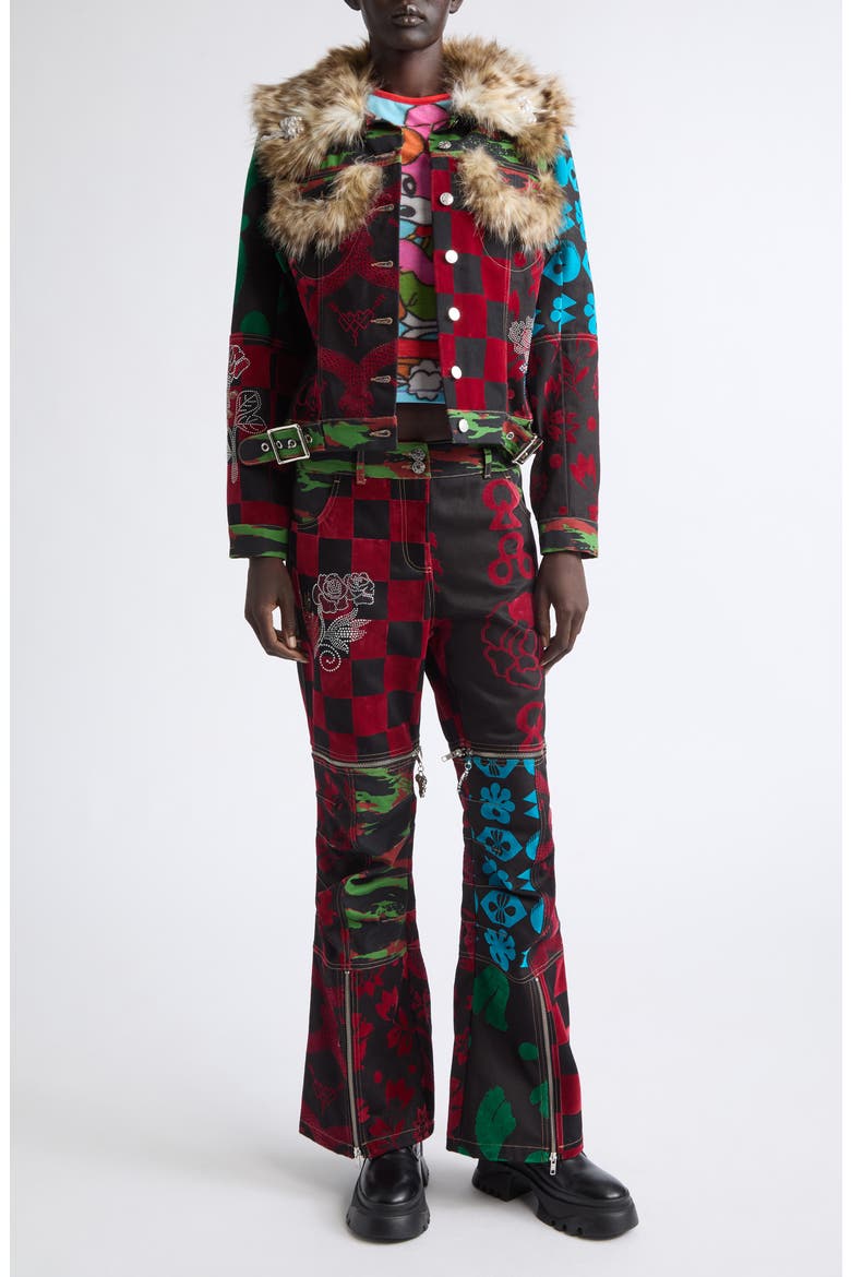 Bevo Patchwork Jeans, Alternate, color, BLACK MULTI