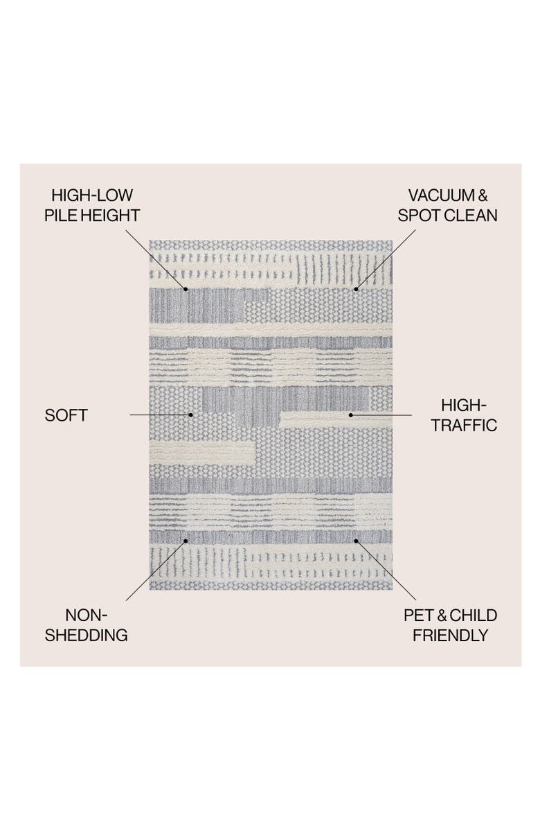 JONATHAN Y Kerstin Geometric High-Low Area Rug, Alternate, color, Cream/Gray