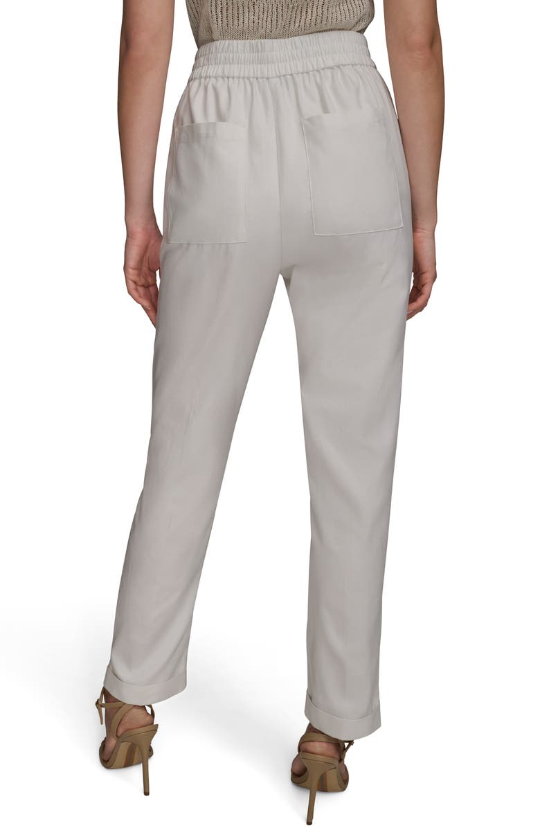 Donna Karan New York Cuffed Cotton Blend Drawstring Pants, Alternate, color, Cream