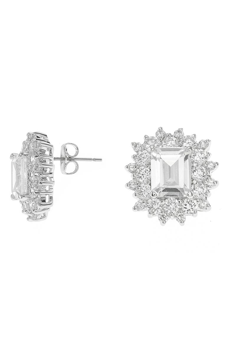 CZ by Kenneth Jay Lane Round & Emerald Cut CZ Stud Earrings, Main, color, 