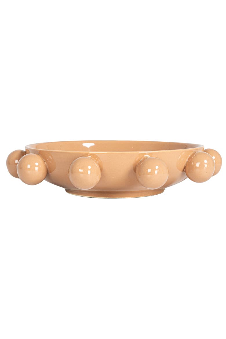 9.75-Inches Stoneware Bowl with Orbs and Reactive Glaze, Nude, Alternate, color, Nude