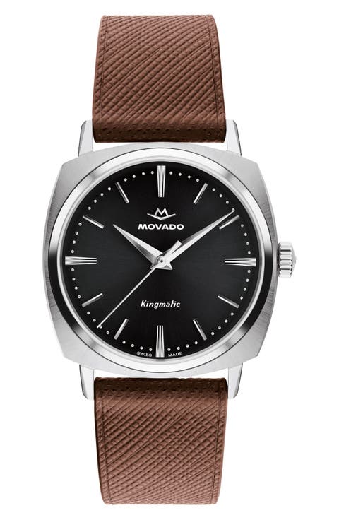Kingmatic Automatic Leather Strap Watch, 35mm