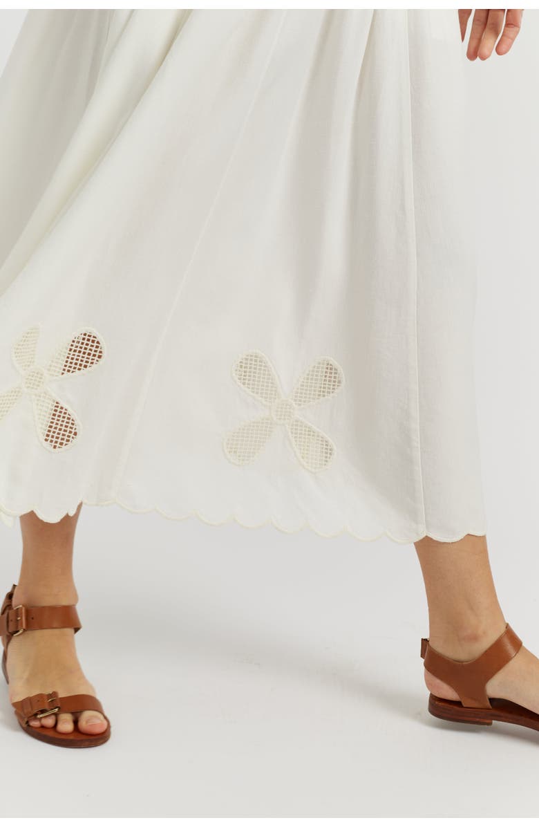 Chinti & Parker Linen-Blend Broderie Skirt, Alternate, color, Cream