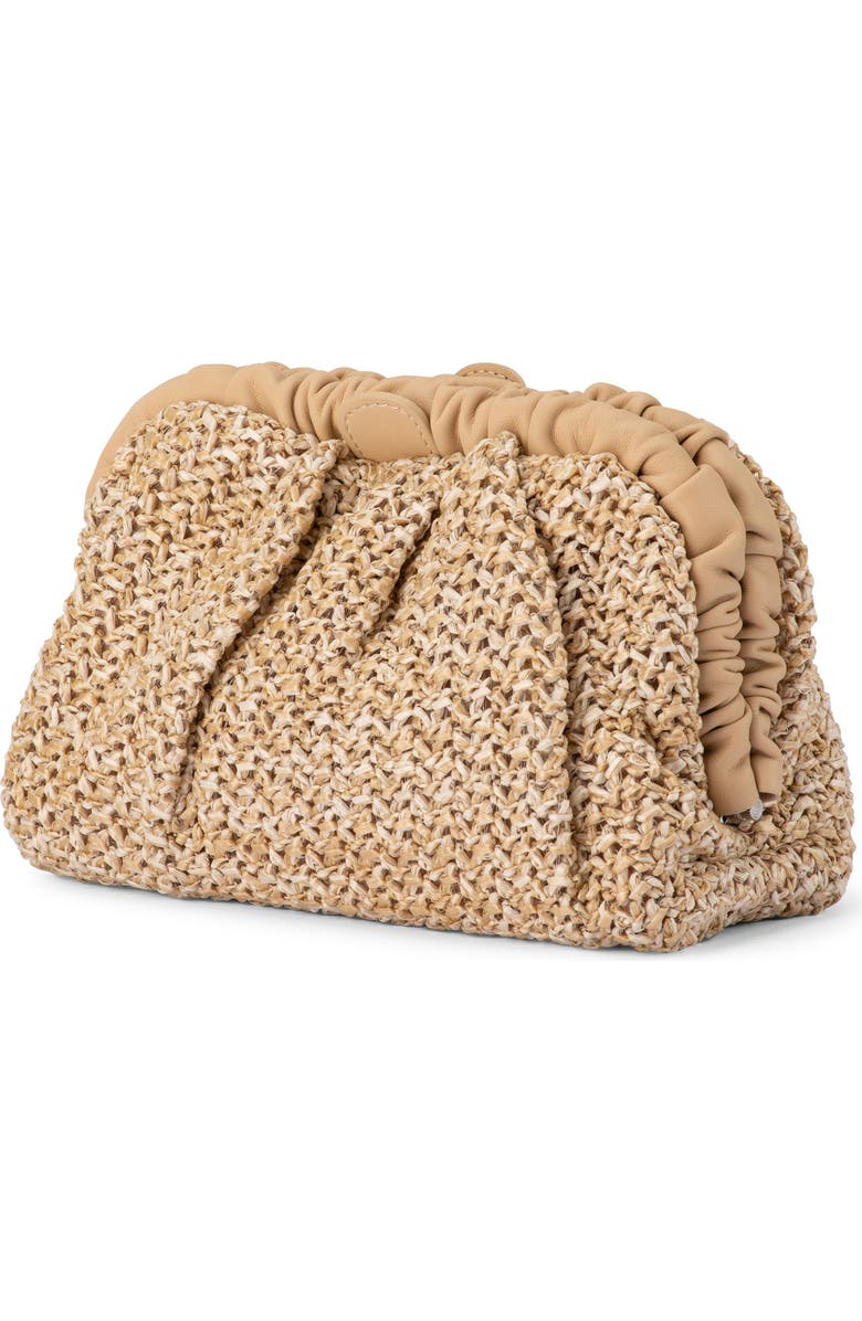 Olga Berg Amalia Petite Gathered Clutch, Alternate, color, Natural