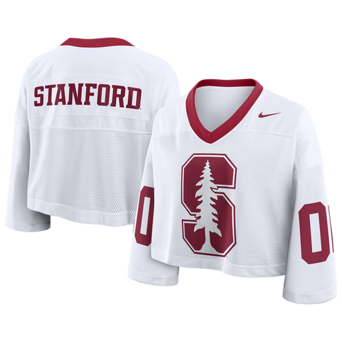 Women's Nike White Stanford Cardinal Oversized Logo Cropped Fashion Jersey