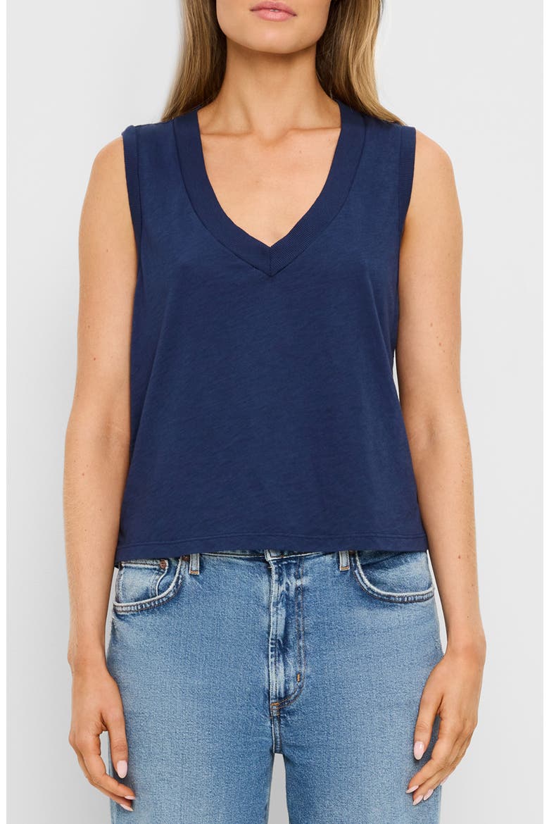 Ira V-Neck Cotton Top, Main, color, NOCTURNAL