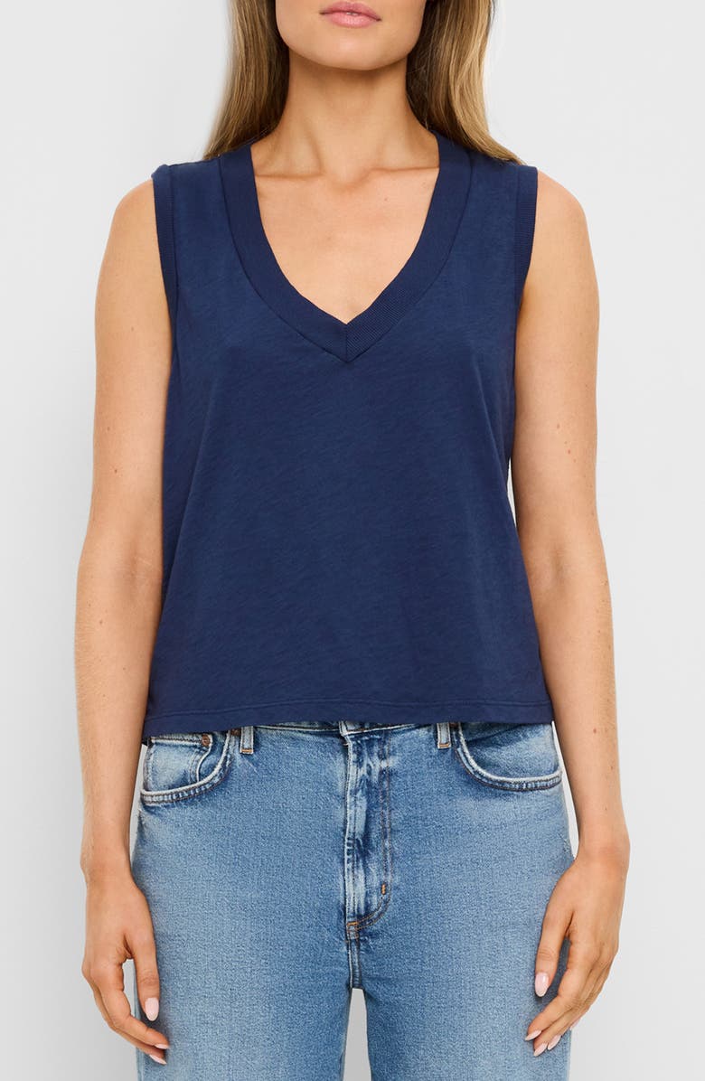 Michael Stars Ira V-Neck Cotton Top, Main, color, Nocturnal