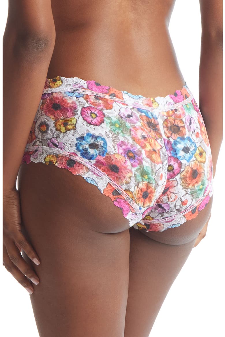 Print Signature Lace Boyshorts, Alternate, color, LINGER AWHILE