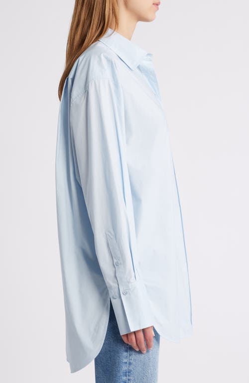 Shop Frame The Oversize Cotton Button-up Shirt In Light Chambray