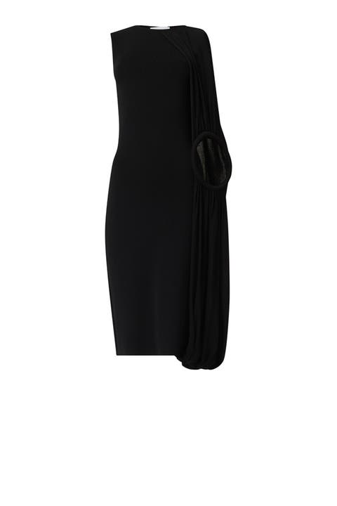 Asymmetric Shoulder Hoop Knit Dress