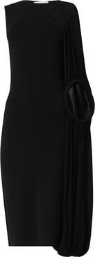 Leem Asymmetric Shoulder Hoop Knit Dress