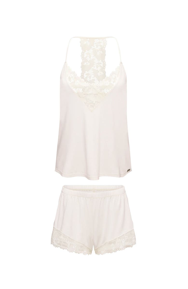Adore Me Jacky Pajama Cami & Shorts Set, Alternate, color, Light White