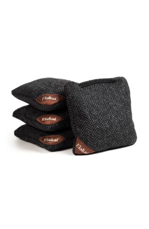 Herringbone Wool Aviator Cornhole Bags