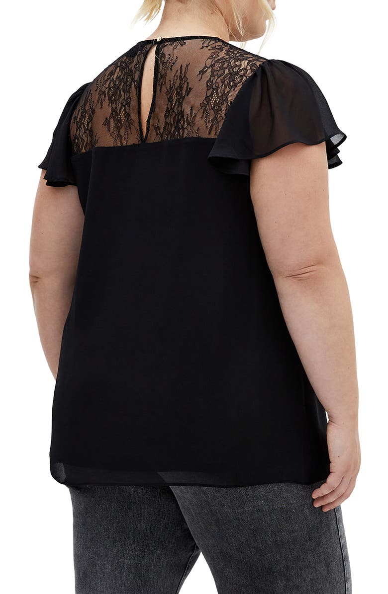 City Chic Malia Embroidered Lace Top, Alternate, color, Black
